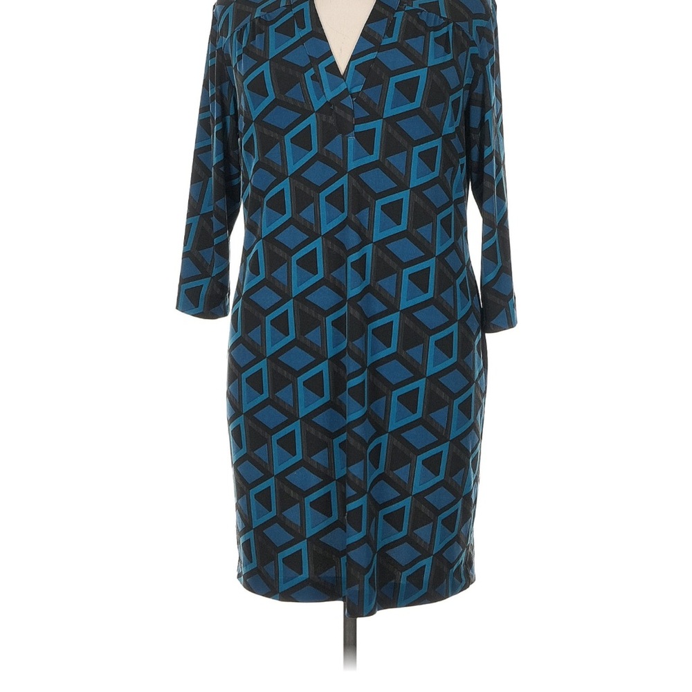 Banana Republic Geometric Blue and Gray Dress